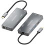 Aisens USB-C Dock 9 en 1, 2xHDMI, RJ45, USB 3.0, PD 100W, Gris